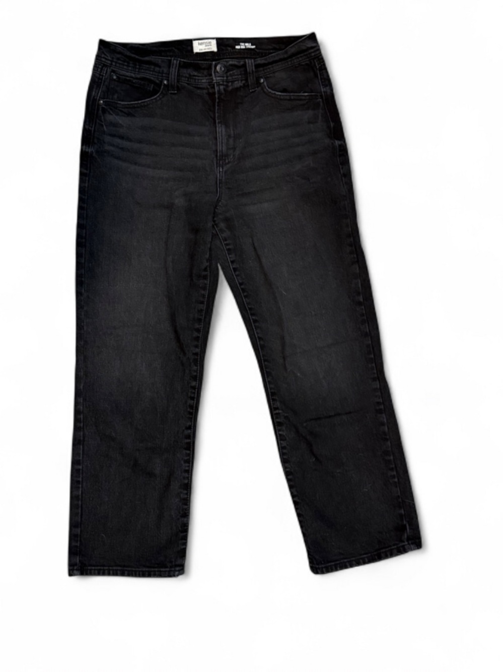 Kensie Cropped Black Straight-Leg Jeans